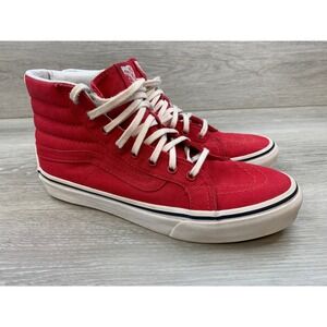 Vans Sk8-Hi Red Women's‎ High Top Sneakers 7 Canvas Skate Casual Retro Shoes